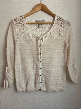 American Rag | Cream Crochet Lace Button-Front Top